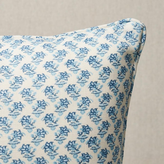 Schumacher Schumacher x Mark D. Sikes Oleander Indoor/Outdoor 18” Lumbar Pillow in Indigo For Sale - Image 4 of 5