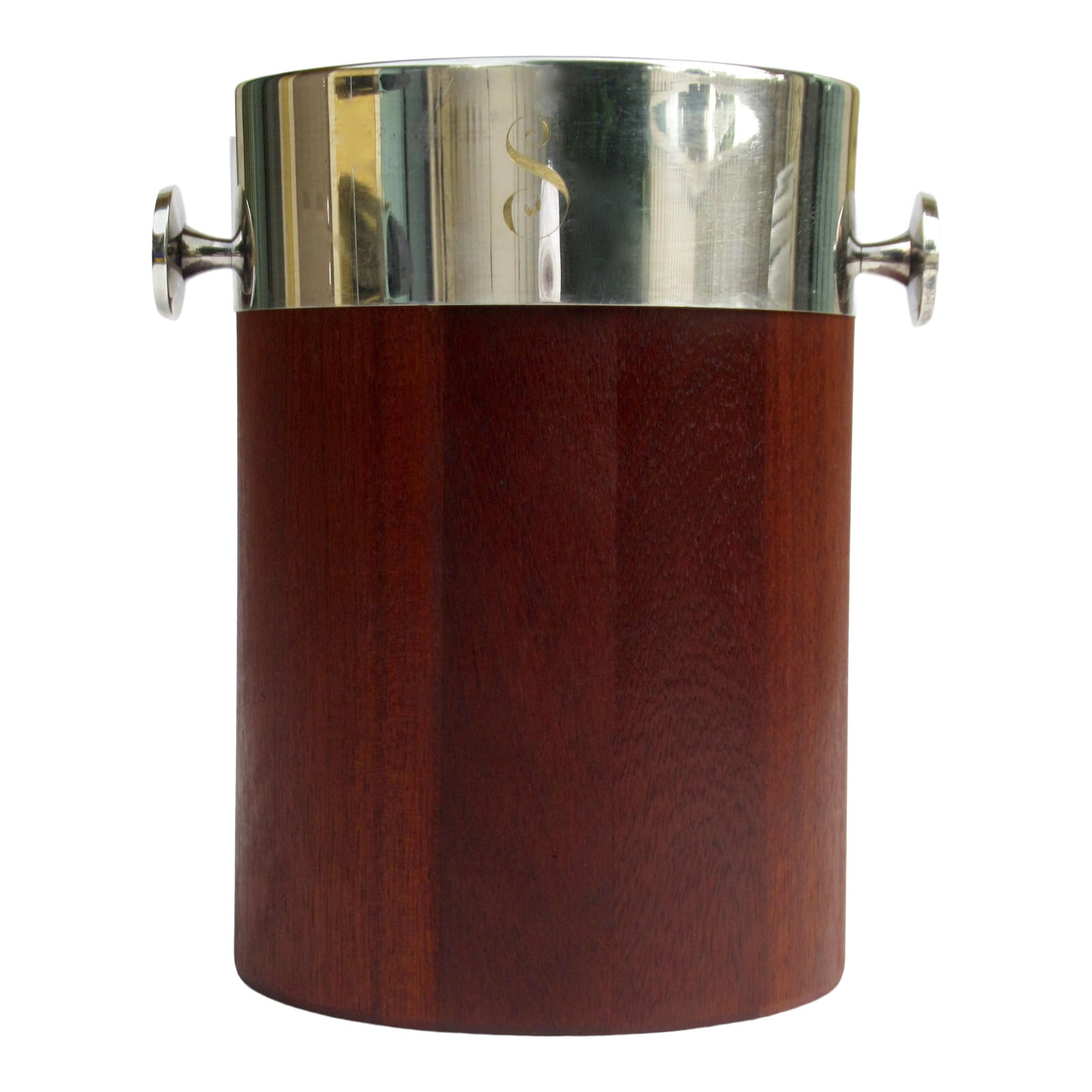 C1970's ScandinavianStyle Towle Silver Plate & Teak Wine Bottle Holder