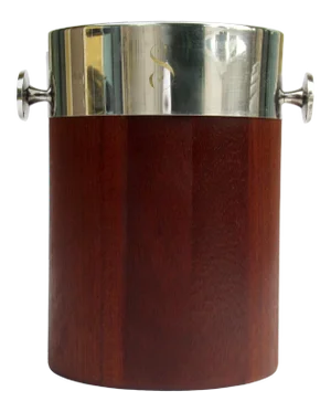 C1970's Scandinavian-Style Towle Silver Plate & Teak Wine Bottle Holder/Cooler - With Engraved Latter "S"