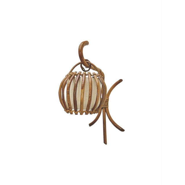 Rattan and Bamboo Wall Light by Louis Sognot, 1960s For Sale - Image 10 of 12