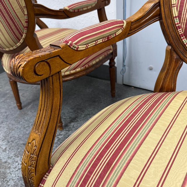 Ethan Allen Francesca French Louis XVI Upholstered Armchairs, Pair For Sale - Image 12 of 12