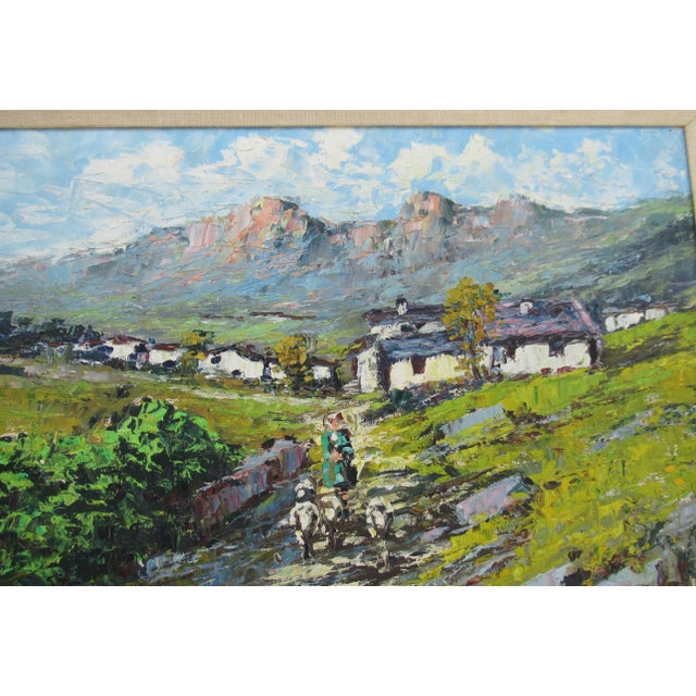 Impressionist Vintage C.1940's-50's Italian Sicilian Signed Artist Imressionist Landscape Oil Painting For Sale - Image 3 of 13