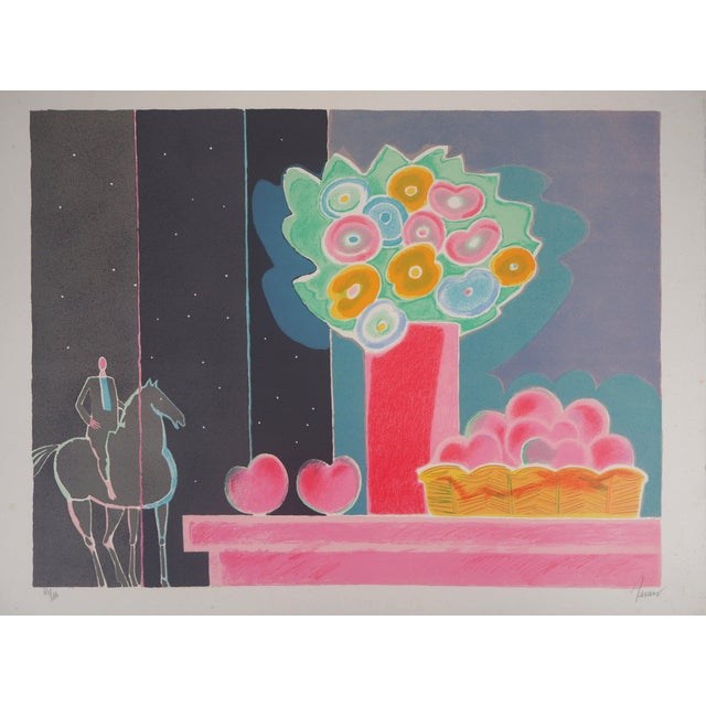 Albert Zavaro, Le cavalier romantique, Lithograph For Sale