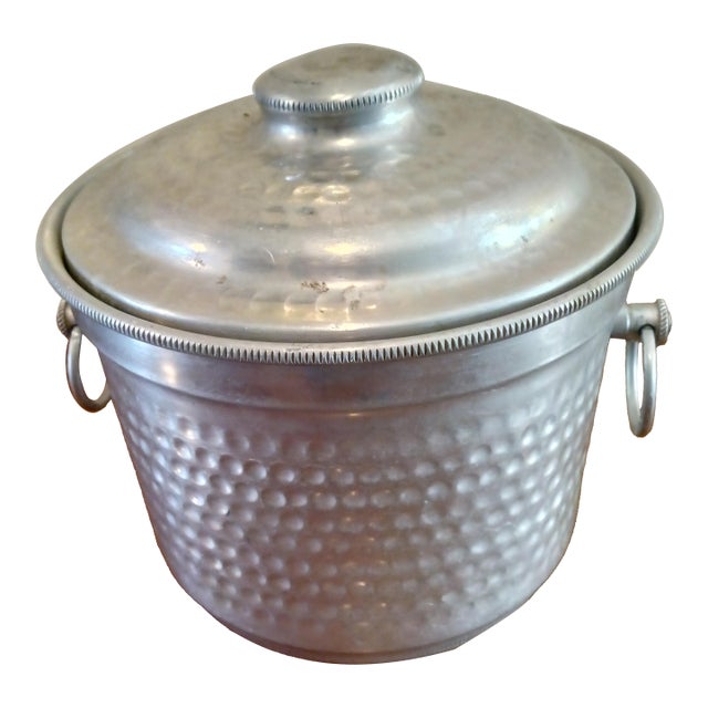 Vintage Hammered Aluminum Ice Bucket Made in Italy For Sale