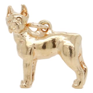 Vintage 14k Gold Figural Boxer Dog Charm For Sale