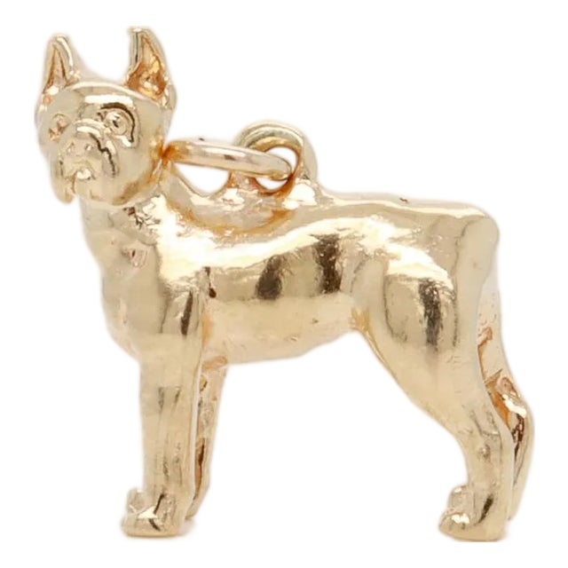 Vintage 14k Gold Figural Boxer Dog Charm For Sale