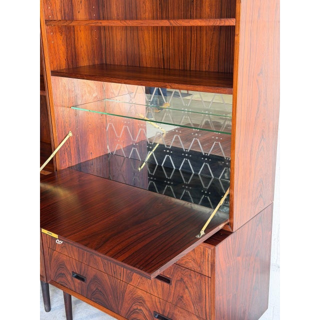 Rosewood Wall Unit Bookcase With Tambour Doors Lyby Møbler Denmark 1960s For Sale - Image 9 of 10