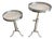 Pair of French Jansen-Style Adjustable Martini Tables in Chrome, Brass & Marble, Circa 1970s, Heavy For Sale