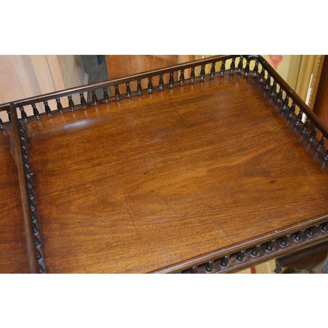 Vintage Chippendale Style Mahogany Console / Hall / Sofa Table W/ Divided Gallery Edge & Drawer For Sale - Image 14 of 18