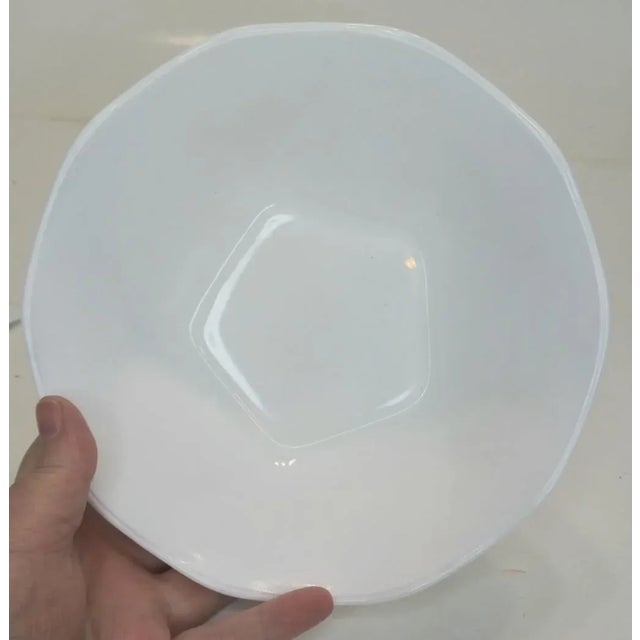 1950s Indiana Glass Milk Glass Imprinted Daisies Compote Dish For Sale - Image 6 of 6