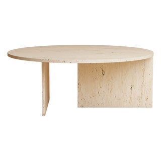 Round Roman Travertine Coffee Table by Lebanto For Sale