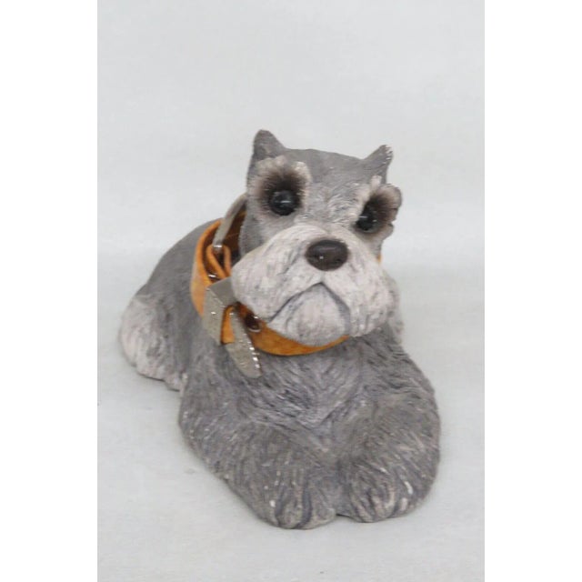 Ceramic Sandicast Gray Schnauzer Dog Ceramic Figurine Statue Door Stopper For Sale - Image 7 of 13