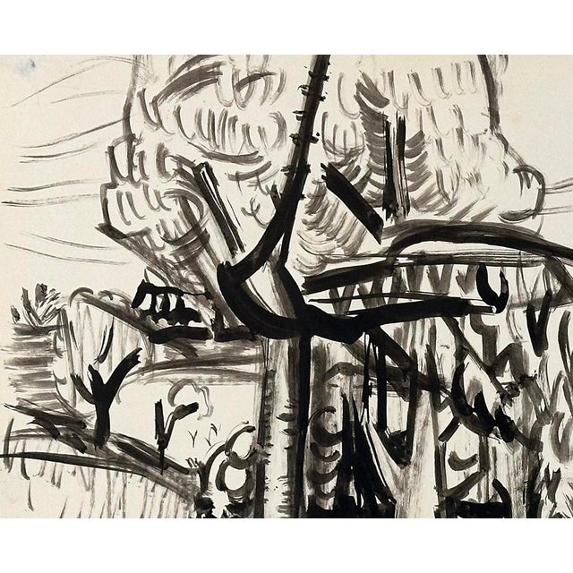This mid-century vintage India ink painting on paper, recently curated from Paris, is a studio favorite. The expressive...