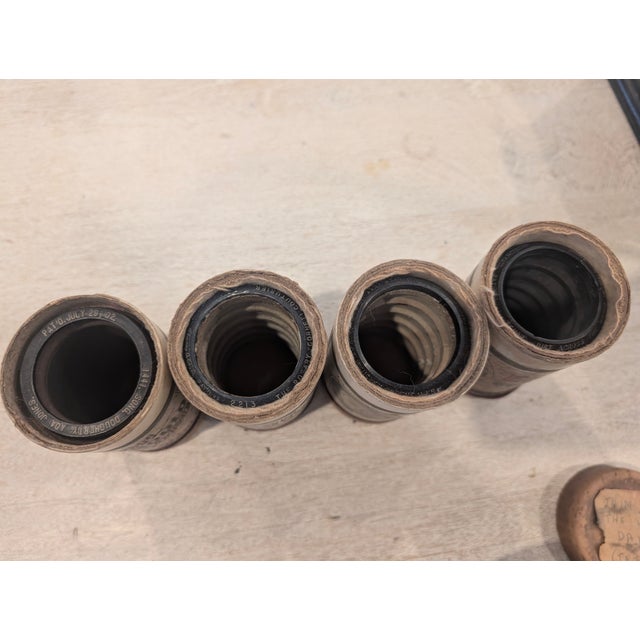 Wood Antique Thomas Edison Phonograph With Black Horn and Music Cylinders For Sale - Image 7 of 18