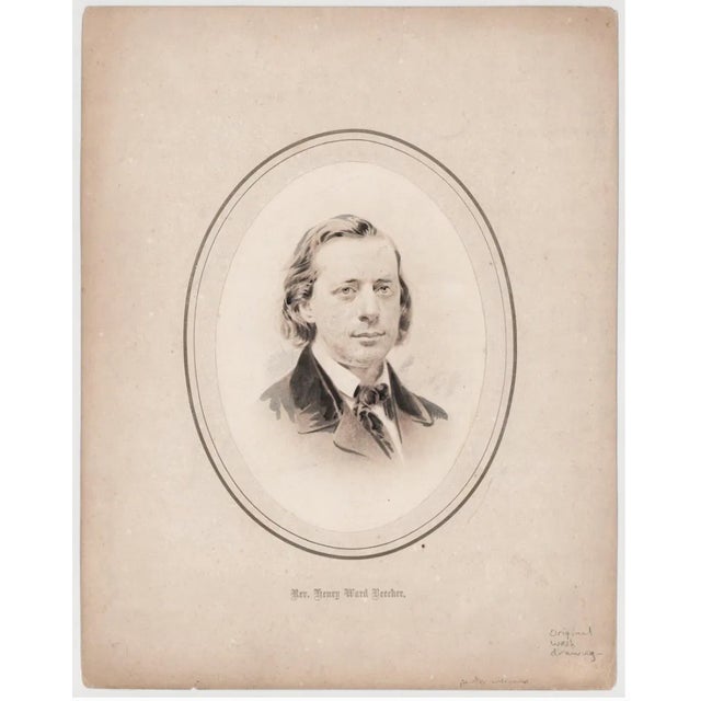 American 19th Century Watercolor Portrait of Henry War Beecher For Sale - Image 3 of 4