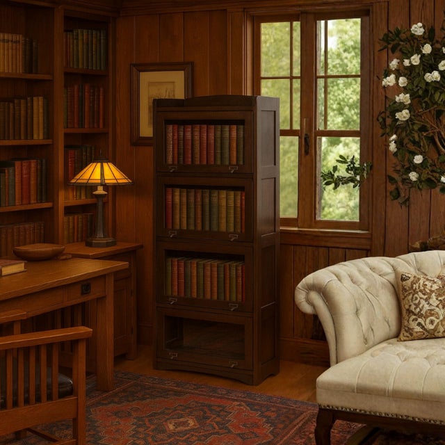 Mission Quarter Sawn Oak 4 Stack Barrister Bookcase - Micheal Cherry For Sale - Image 14 of 15