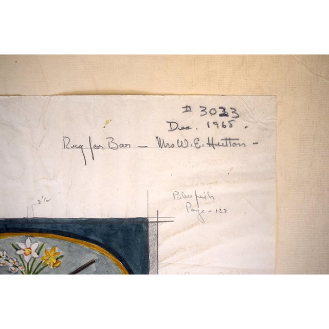 Watercolor Design for a Bar Area Rug W/ X'd Golf Club/ Shooting Gun & Champagne Bottles 1968 by George Wells (1906–1988) For Sale - Image 4 of 4