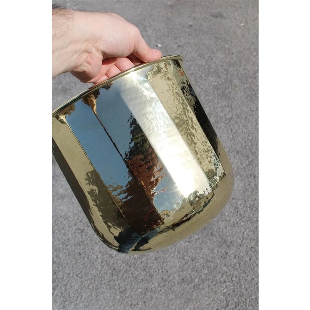 Italian Hammered Brass Vase Cover, 1970s For Sale - Image 4 of 7