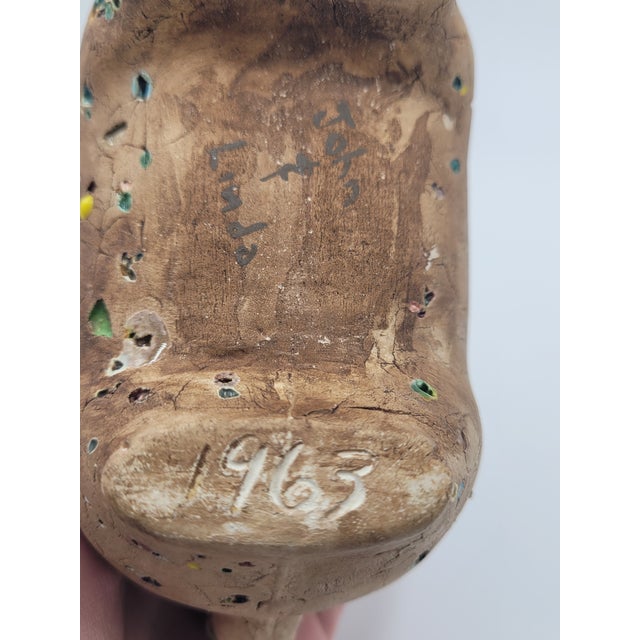Tan Mid-Century 1963 Studio Pottery Piggy Bank – Signed Elna B. For Sale - Image 8 of 12