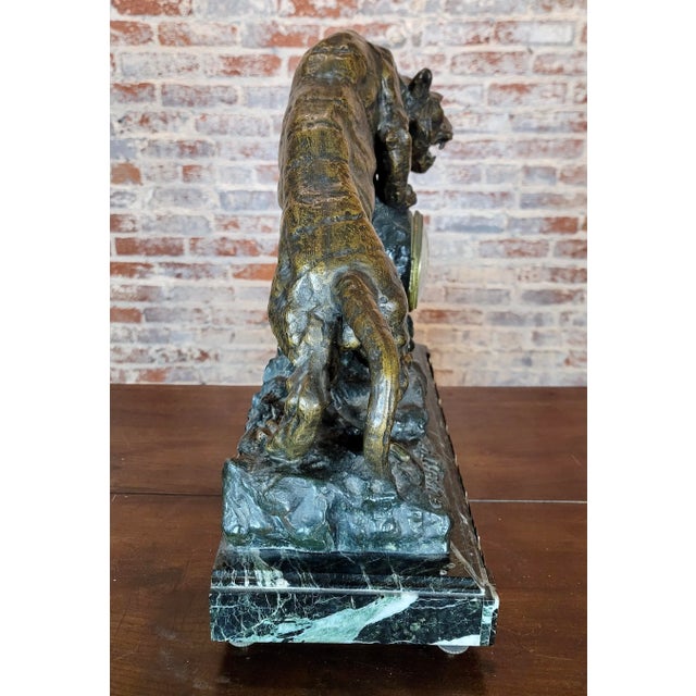 Geo Maxim 19th Century Mantle Clock With Tiger Sculpture For Sale - Image 9 of 12