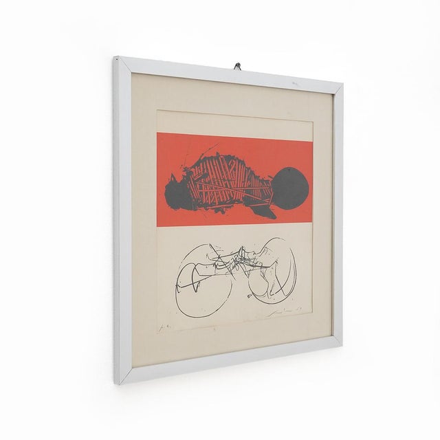 Silkscreen by Emilio Scanavino, executed in 1969, reflecting the gestural and sign-based research that defines the...