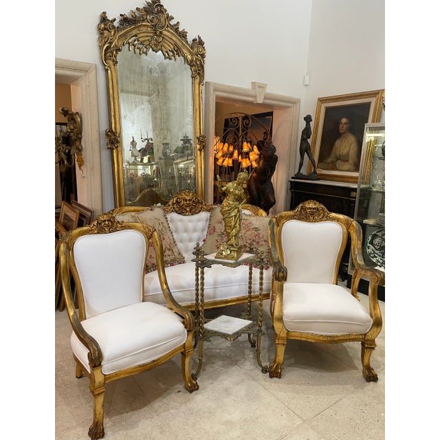 (3 Pc) Antique French Sofa and Chair Set For Sale - Image 10 of 12