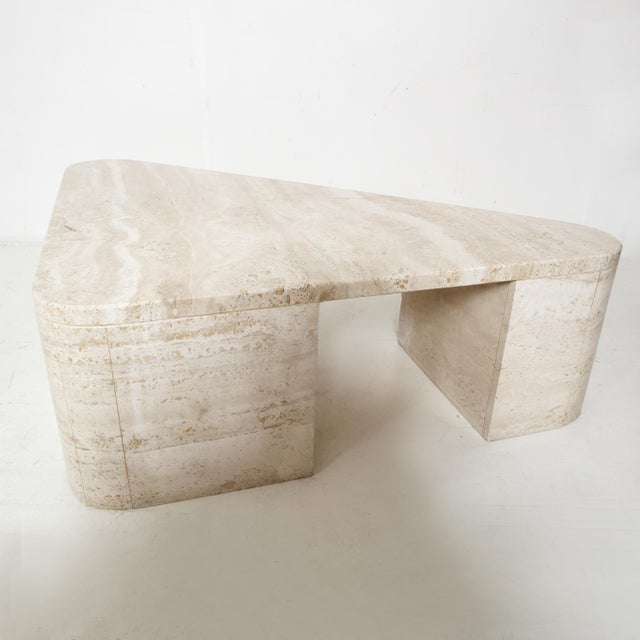 Triangular Travertine Table, 1970s For Sale - Image 11 of 18