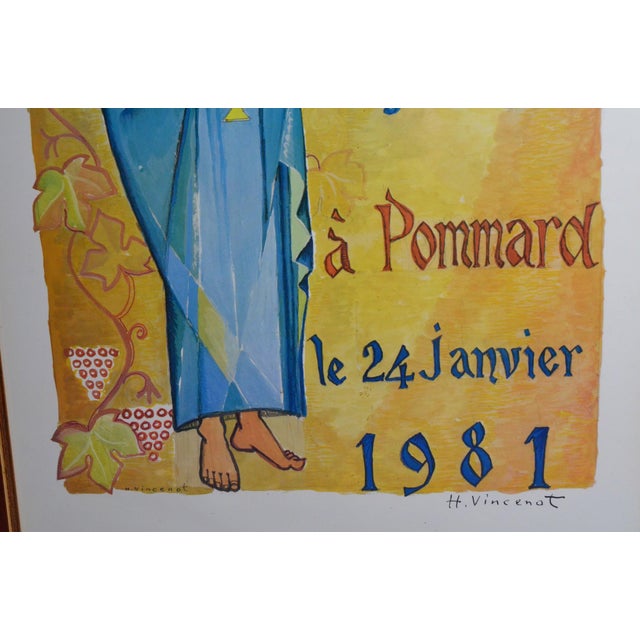 Paper 1981 Henri Vincenot Pommard Saint-Vincent Burgundy Wine Poster, Framed For Sale - Image 7 of 13