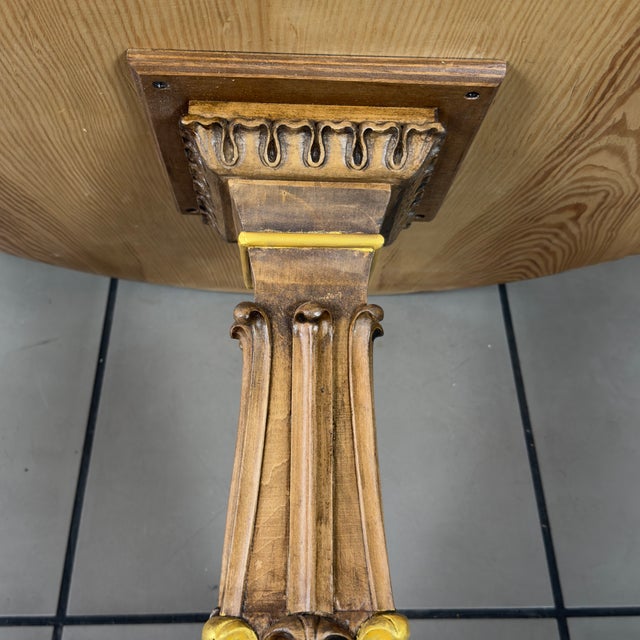 Vintage Inlaid and Carved Gilded Wood Central Table For Sale - Image 9 of 14