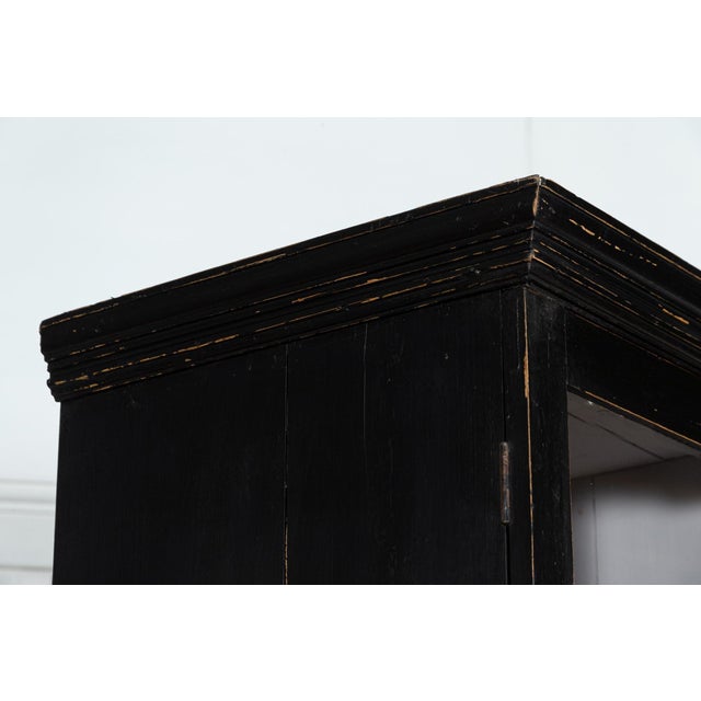 19th Century English Ebonised Pine Breakfront Housekeepers Cabinet For Sale - Image 9 of 14