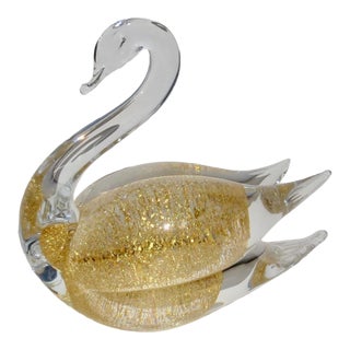 Marcolina Gold Fleck Glass Swan Sweden For Sale