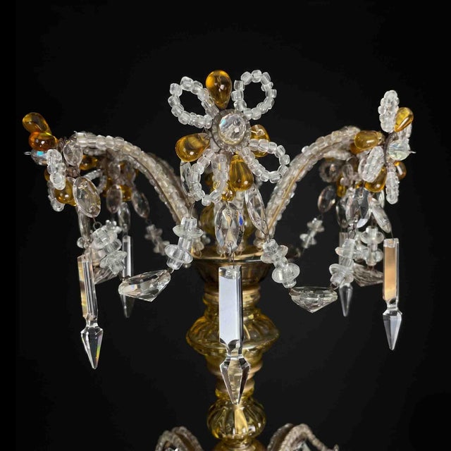 Italian Crystal Chandelier with Pale Yellow and Amber, 1930s For Sale - Image 10 of 13