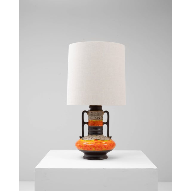 20th Century German Orange Fat Lava Ceramic Table Lamp For Sale - Image 16 of 18