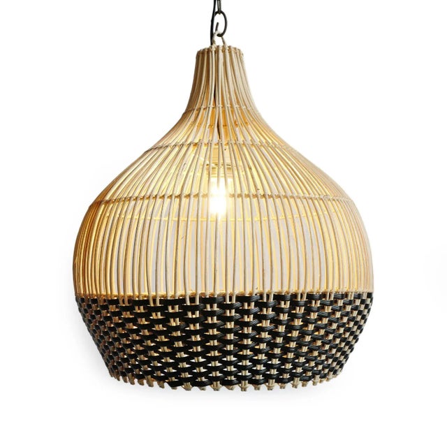 Wicker Tux Gourd Pendant Light Small For Sale - Image 4 of 9