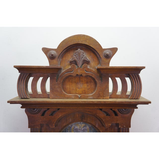 Early 20th Century Antique Art Nouveau German Black Forest Jugendstil Walnut Regulator Wall Clock For Sale - Image 5 of 18