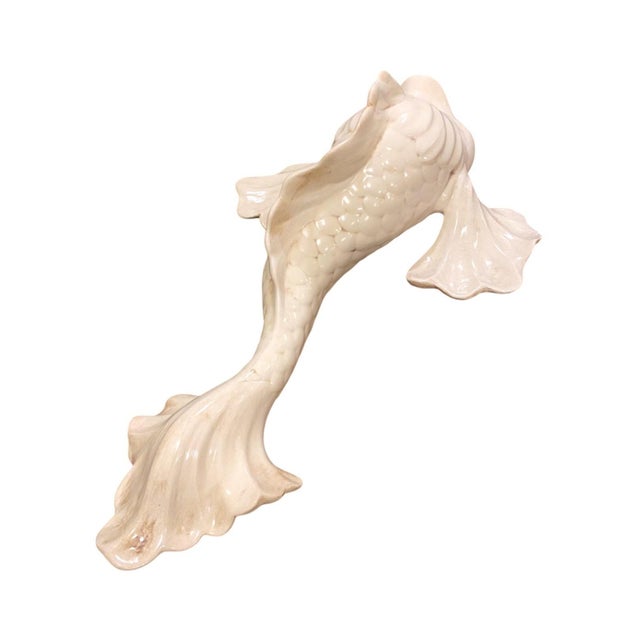 Freeman McFarlin White Pottery Fish Koi Wall Art Large 19" Mid-Century Modern Decor Rare For Sale - Image 4 of 14