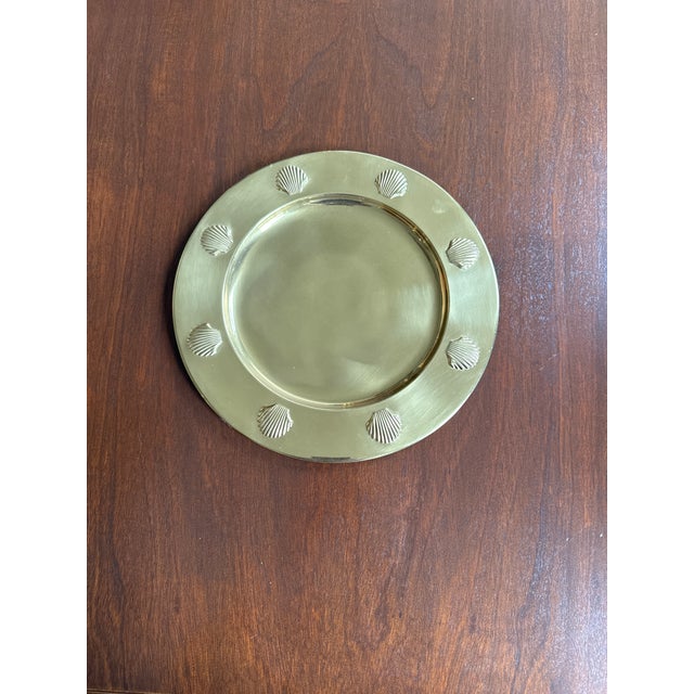 1960s 1960s Brass Charger With Seashells--- Set of 4 For Sale - Image 5 of 10