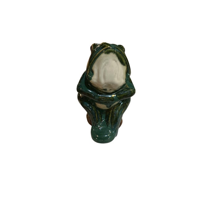 Whimsical 1930’s majolica terra cotta frog.