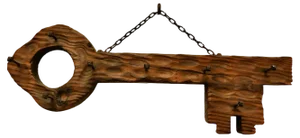 Large Rustic Cedar Wood Key Hanging Rack, 1960