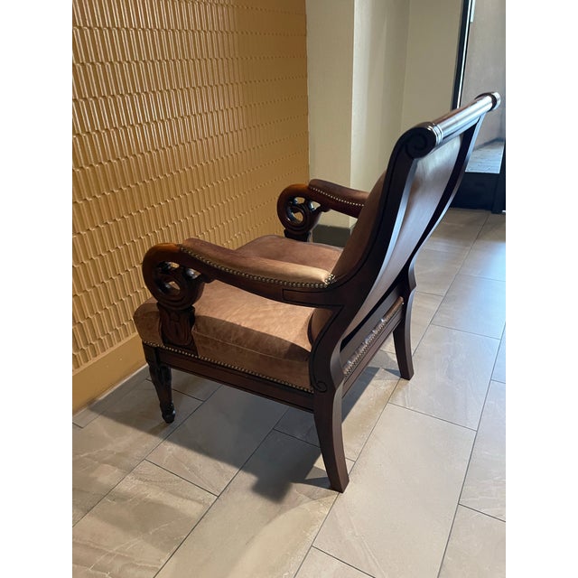 Empire Revival Leather and Mahogany Library Armchair For Sale - Image 11 of 12