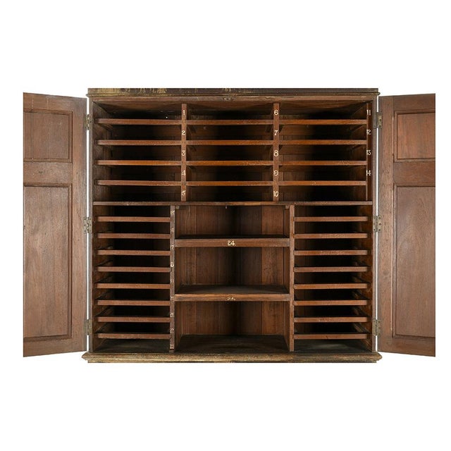 Large Vintage Patinated Wood Postal Cabinet For Sale - Image 4 of 10
