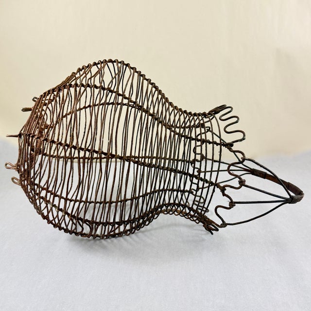 Black Antique French Handmade Iron Wire Kitchen Egg Basket For Sale - Image 8 of 14