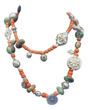 Antique Tajik/Uzbek Necklace and Ring Set. Central Asian Jewelry
