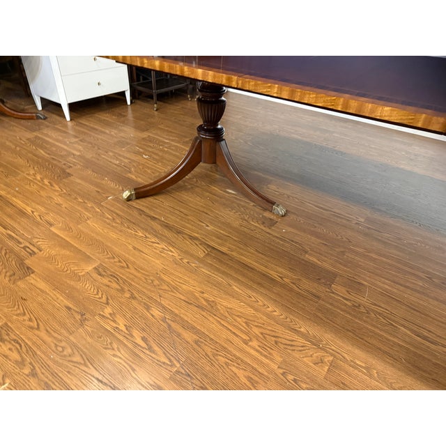 Traditional Multi-Banded Mahogany Dining Table by Leighton Hall - Showroom Sample For Sale In Atlanta - Image 6 of 18