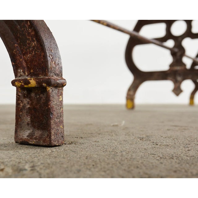 19th Century French Industrial Style Pine Iron Dining Table For Sale - Image 10 of 13