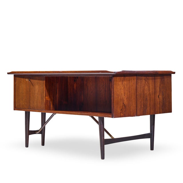 Brown Peter Lovig Nielsen Mid Century Danish Rosewood Boomerang Desk For Sale - Image 8 of 13
