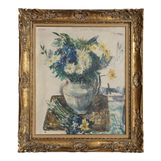 Thomas Strickland Flower Still Life, Oil Painting by Thomas Strickland circa 1960 For Sale