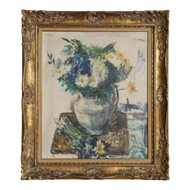 Thomas Strickland Flower Still Life, Oil Painting by Thomas Strickland circa 1960 For Sale