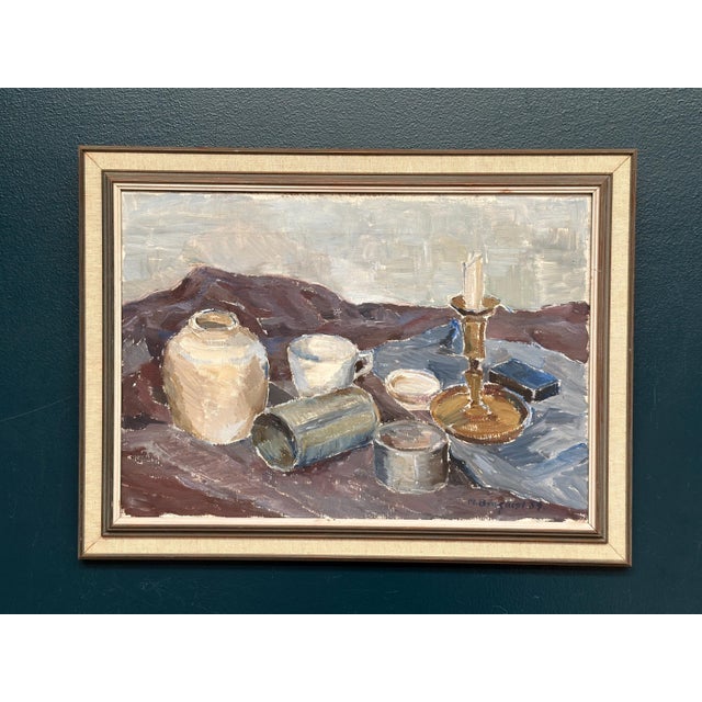 M. Broquist, Still Life with Candlestick, 1959, Oil on Canvas, Framed For Sale - Image 11 of 18