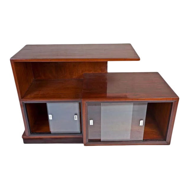 Mid-Century Modern Teak Wood Credenza and Display Cabinet With Glass Panels For Sale
